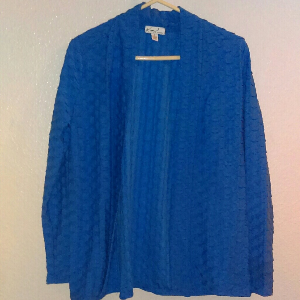 Kim Rogers blue textured sweater jacket